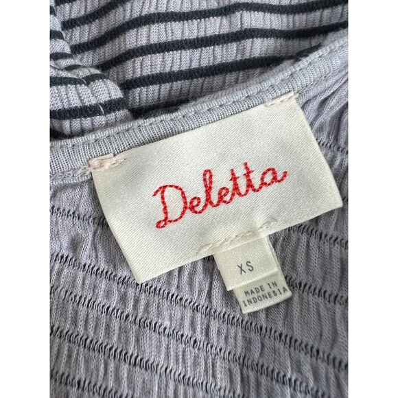 Anthropologie Deletta Women's Split Back V-Neck Tank Top Gray Stripe Size XS - Picture 6 of 12
